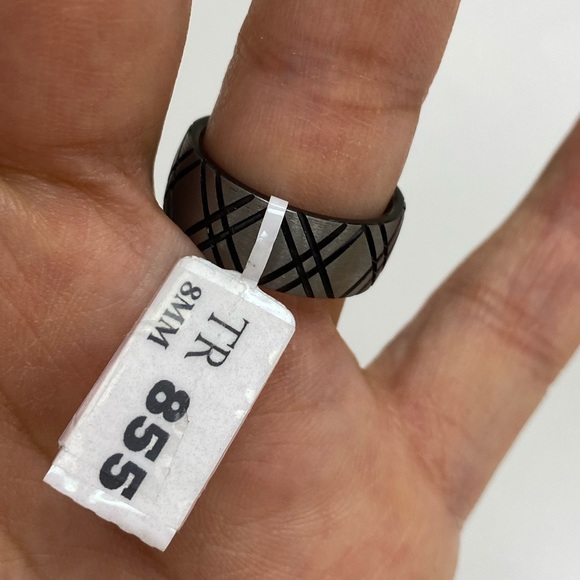 8MM TUNGSTEN WEDDING BAND DOUBLE X DESIGN RING - Picture 6 of 9